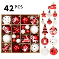 Qwtwty Christmas Ball 42-Pack Christmas Tree Ornament Set 6cm Red And White Decorative Ball Set Holiday Party Home Decor Suitable for Christmas Holiday Decorations