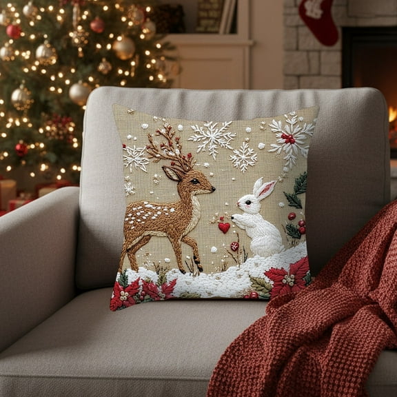Qwtwty Christmas Decor Christmas Pillow Covers 17.7x17.7 Inches Decorative Pillow Cases with Soft Fabric Hidden Zipper for Home Decor