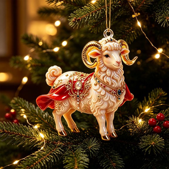 Qwtwty Christmas Decorations Hanging Ornaments, Cute Goats Shatterproof Acrylic Decorative Hanging Pendants for Xmas Indoor Party Decor