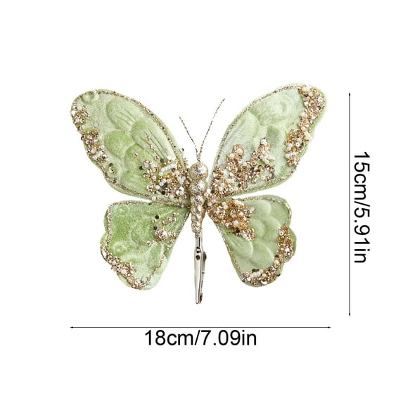 Qwtwty Christmas Decorations Indoor 1Pcs Christmas Tree Decoration Sparkling Butterflies Accessories with Clips Christmas Flowers/Wedding/Festival Scene Decoration Props Christmas Decoration