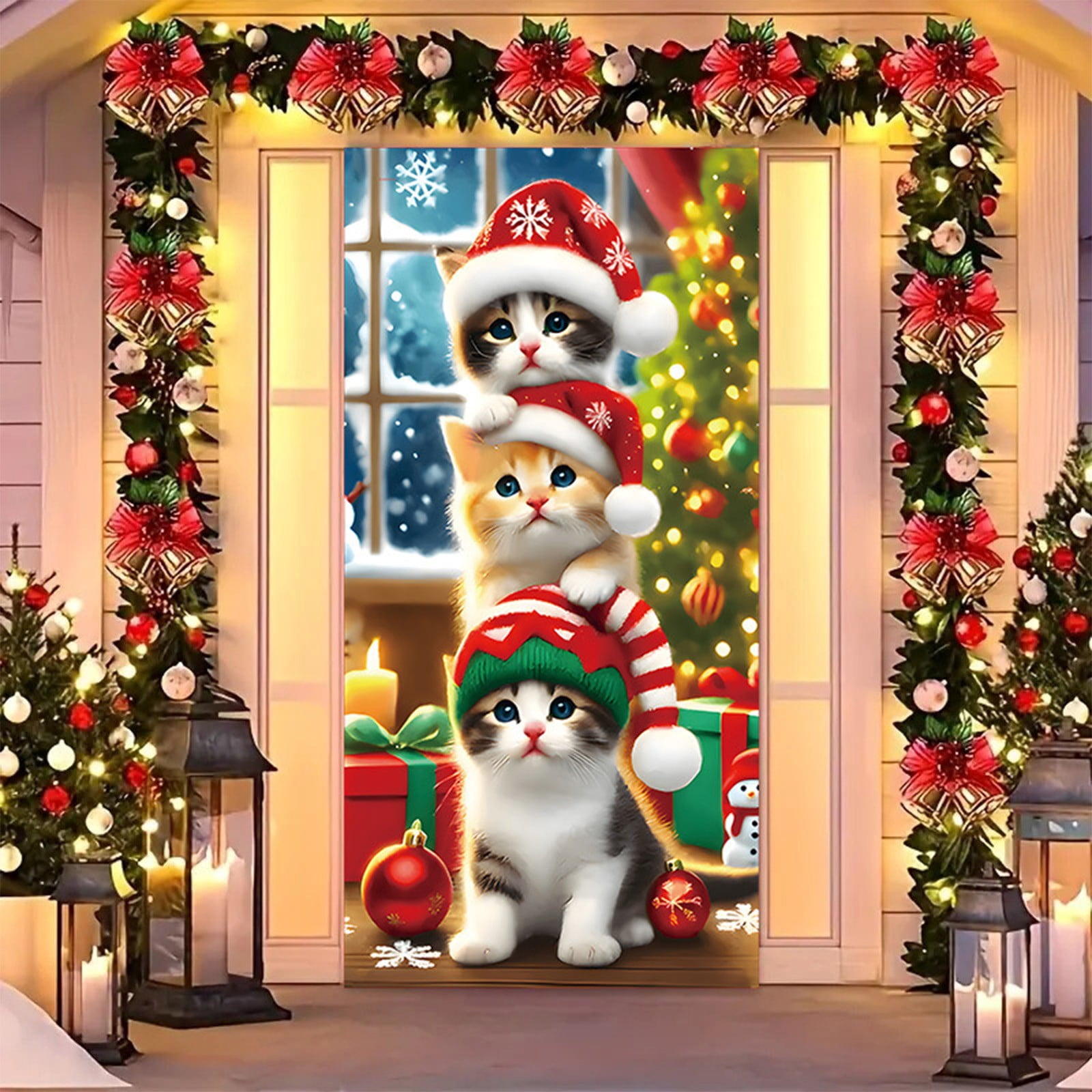 Qwtwty Christmas Decorations Outdoor Christmas Door Frame Party Holiday