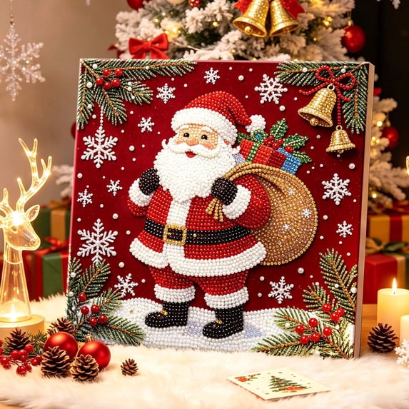 Qwtwty Christmas Diamond Art Kits for Beginner, Funny DIY Pearl Painting Dot Gem Art for Bedroom Living Room Bathroom Wall Decor