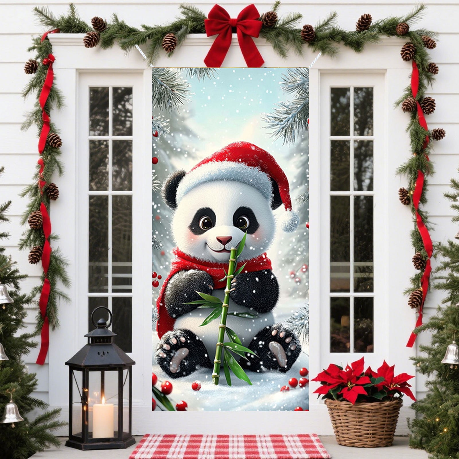 Qwtwty Christmas Door Cover 35 X 71 Inch Christmas Door Cover - Santa ...