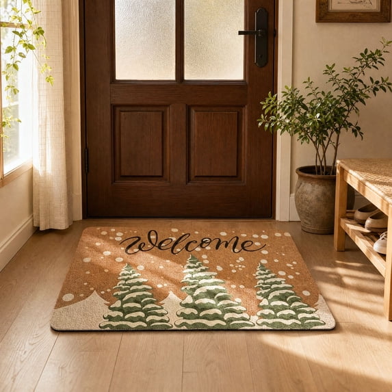 Qwtwty Christmas Door Mat Outdoor, Non Slip Washable Xmas Welcome Mat, Winter Holiday Decorative Carpet for Living Room Bedroom Front Porch Christmas Decorations