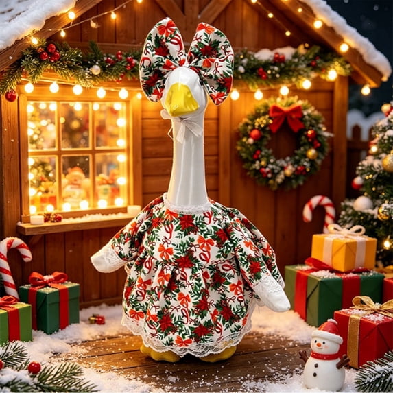 Qwtwty Christmas Lawn Goose Clothes for 23" Geese Statue, Funny Lawn Goose Christmas Outfits for Garden Lawn Patio Yard Outdoor Decoration