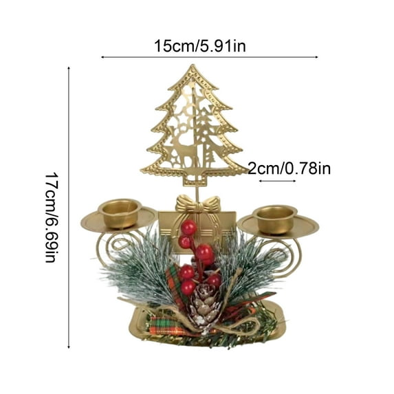 Qwtwty Christmas Ornaments Christmas Golden Iron Double Candlestick Window Desktop Decoration Christmas Holiday Decoration
