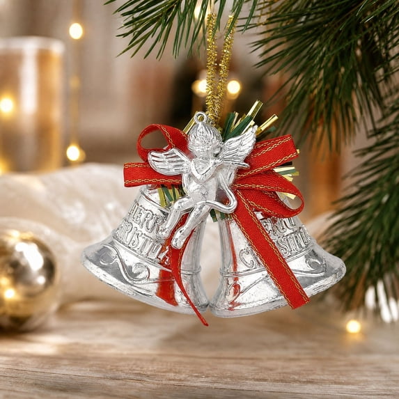 Qwtwty Christmas Ornaments Christmas Tree Hanging Decoration, Shatterproof Bells Hanging Pendants for Holiday Party Wedding Home Decorations