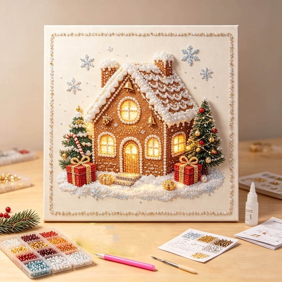 Qwtwty Christmas Pearl Art DIY Kit for Adults, Funny Christmas Gem Art Kit DIY Diamond Painting Crafts Kit for Home Wall Decor Holiday Gift
