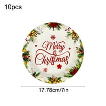 Qwtwty Christmas Tree Decorations Christmas Oval Paper Plates Large 7-inch Disposable Dinner Plates Christmas Party Supplies Suitable for Christmas Decorations Restaurant Supplies