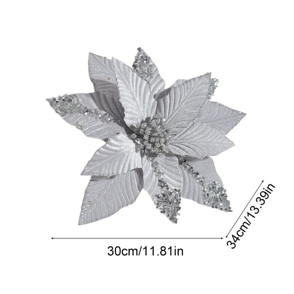 Qwtwty Christmas Tree Decorations Gold Powder Sequin Velvet Christmas Flower 31cm Simulation Flower Christmas High End Gold Decorative Flower