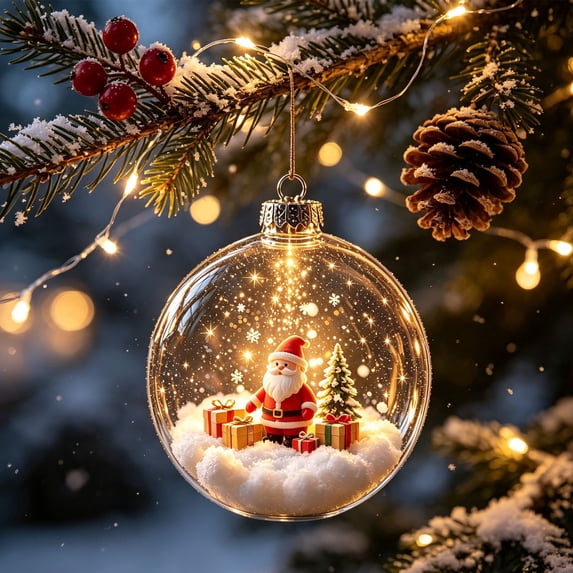 Qwtwty Christmas Tree Ornaments Christmas Decorations Shatterproof Mini Clear Holiday Scene Hanging Pendants for Xmas Tree Holiday Party Decor