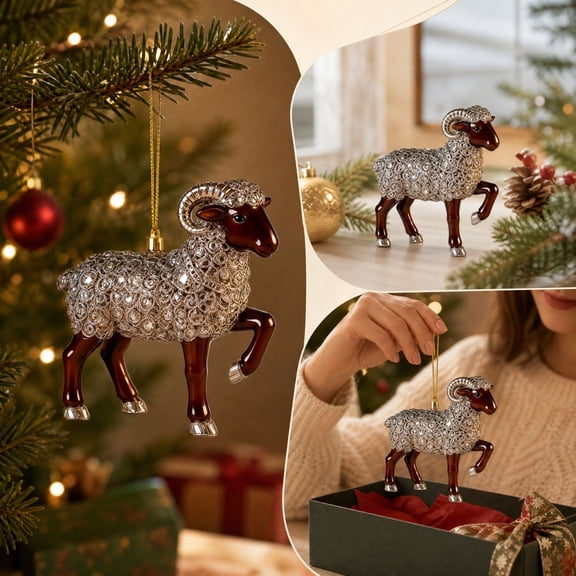 Qwtwty Cute Acrylic Sheep Christmas Tree Decorations Ornament, Shatterproof Decorative Hanging Pendants for Xmas Tree Party Decor