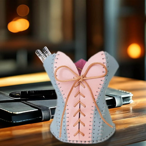 Qwtwty Desk Decor Sexy Pen Cowhide Office Desk Home Organizer Makeup Brush Bucket