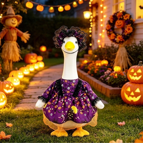 Qwtwty Fall Porch Goose Clothes, 23" Fall Farmhouses Lawn Goose Decorative Outfit for Patio Yard Garden Decor, Porch Goose Decoration