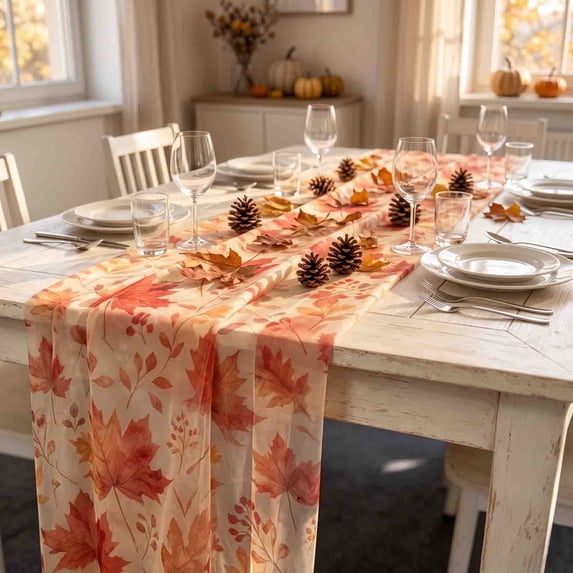 Qwtwty Fall Table Runner, Halloween Table Cover for Thanksgiving Fall Harvest Autumn Holidays Festival Party Home Kitchen Dining Decorations