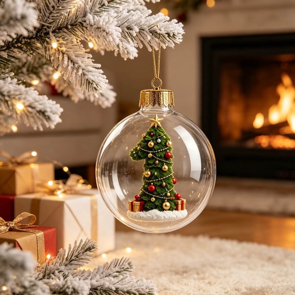 Qwtwty Glowing Christmas Decorations Mini Number Ornament, Light-Up Holiday Scene Christmas Tree Hanging Decoration with Warm LED Light