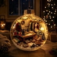 thumbnail image 1 of Qwtwty Glowing Christmas Decorations Mini Story Ornament, Light-Up Holiday Scene Christmas Tree Hanging Decoration with Warm LED Light, 1 of 7