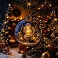 thumbnail image 1 of Qwtwty Glowing Christmas Decorations Mini Story Ornament, Light-Up Shatterproof Clear Christmas Themed Hanging Ball Decoration with Warm LED Light, 1 of 6