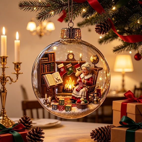 Qwtwty Glowing Christmas Ornaments Christmas Tree Hanging Decoration Mini Clear Holiday Themed Hanging Ball Pendants for Xmas Tree Home Holiday Party Supplies