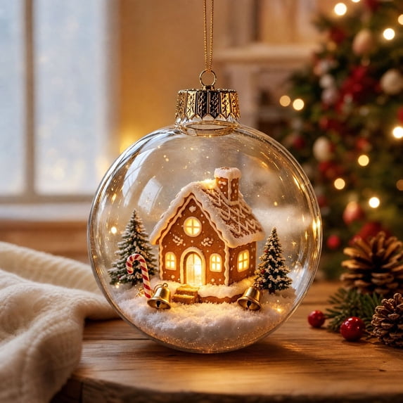 Qwtwty Glowing Christmas Ornaments Christmas Tree Hanging Decoration, Shatterproof Mini Clear Holiday Scene Hanging Pendants for Xmas Tree Decor