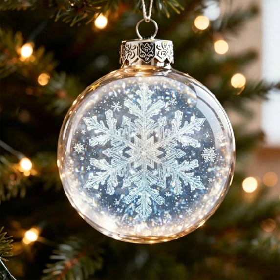 Qwtwty Glowing Christmas Story Ornament, Light-Up Mini Holiday Scene Christmas Tree Hanging Decoration with Warm LED Light