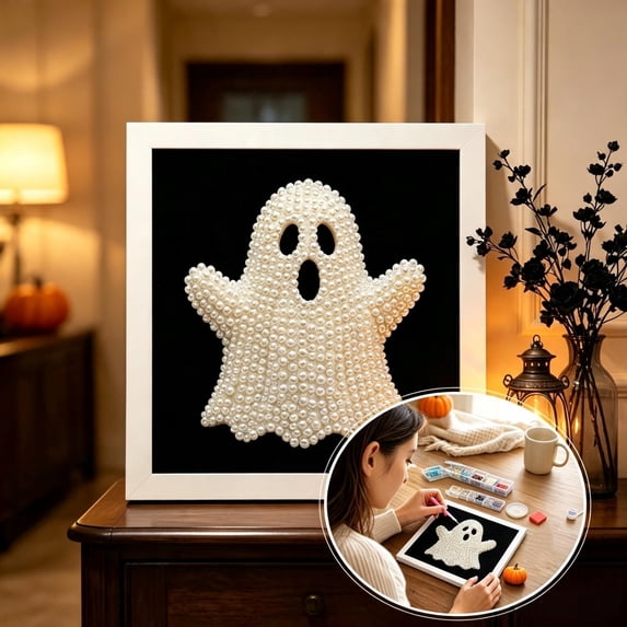 Qwtwty Halloween Diamond Art Kits for Adults, Funny DIY Pearl Painting Dot Gem Art for Home Decor, Holiday Gifting and Relaxing Crafting