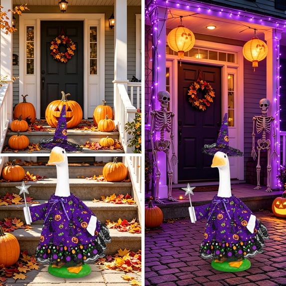 Qwtwty Halloween Porch Goose Clothes, 23 Inch Lawn Goose Decorative Outfit for Halloween Thanksgiving Outdoor Patio Yard Garden Decor