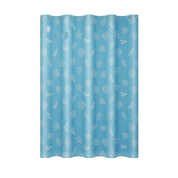Qwtwty Homes and Gardens Waterproof Shower Curtain Repetitive Seashell Aquatic Underwater Sea Creatures Pattern, 31.5" x 70.87" Lightweight Decor Set with 6 Hooks for Bathroom, Door Curtains, Blue