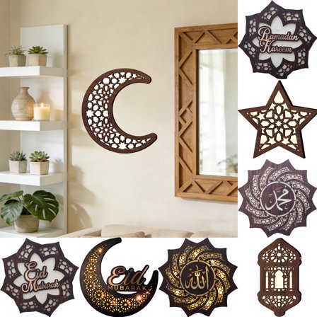 Qwtwty Keychain Accessories Ramadan Decoration Lamp Ramadan Decoration LED Mubarak Ramadan Lamp, Ramadan Lantern Decoration Eid Mubarak Star Decoration Figure Tea Lamp Rack Ramadan