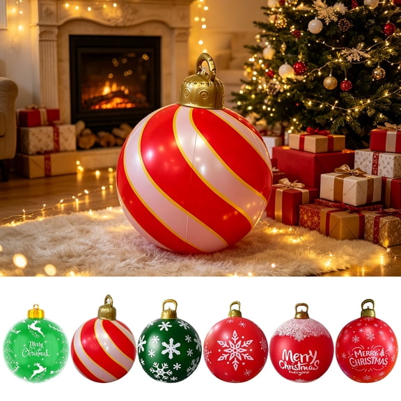 Qwtwty Large Inflatable Christmas Ball Outdoor, Xmas Party Supplies Blow Up Balls Hanging Ornaments for Yard Lawn Holiday Decor