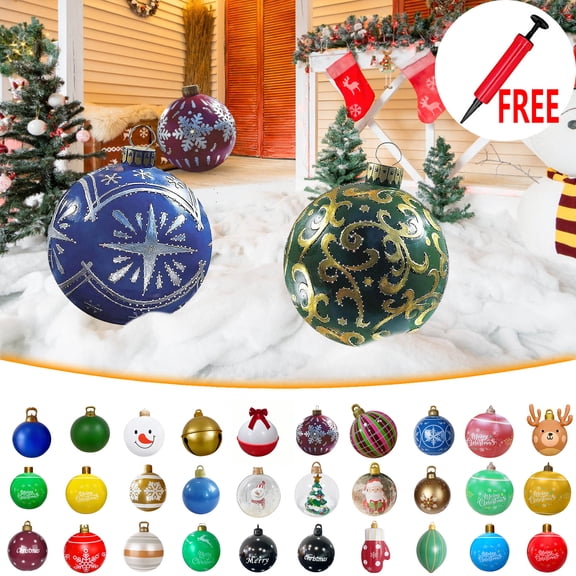 Qwtwty Large Inflatable Christmas Ornaments Ball, Waterproof Christmas Decoration Ball Hanging Ornaments for Outdoor Garden Yard Decorations