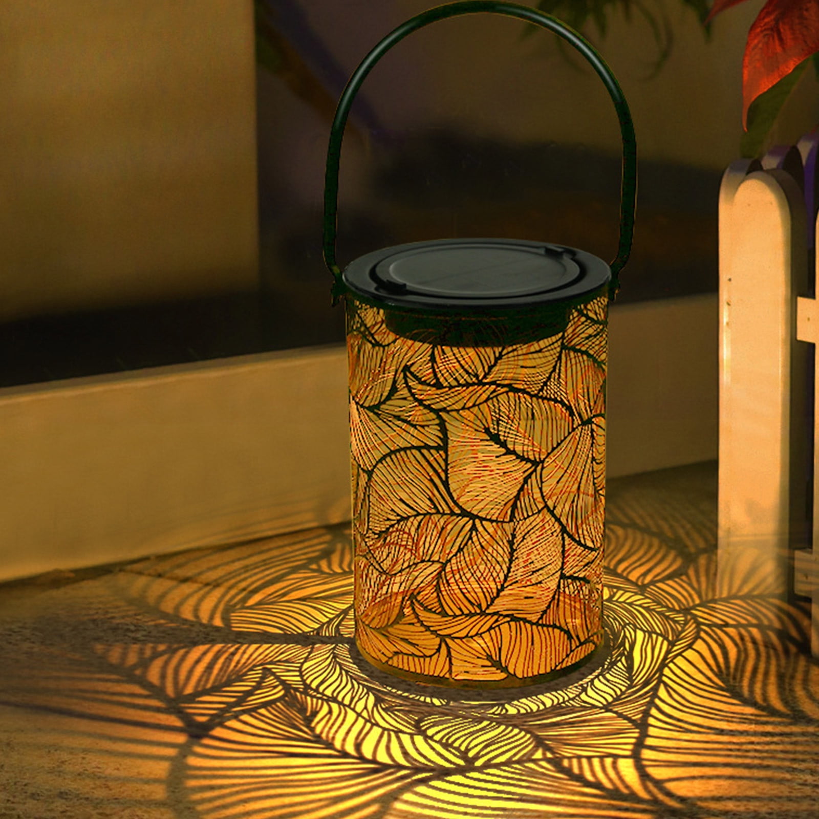 BAZEITFLOW Solar Lantern – Hanging Iron Garden Light With Hollow Projection Design, 1.2V 0.06W, Portable Outdoor Decor For Patio, Yard, Or Tree