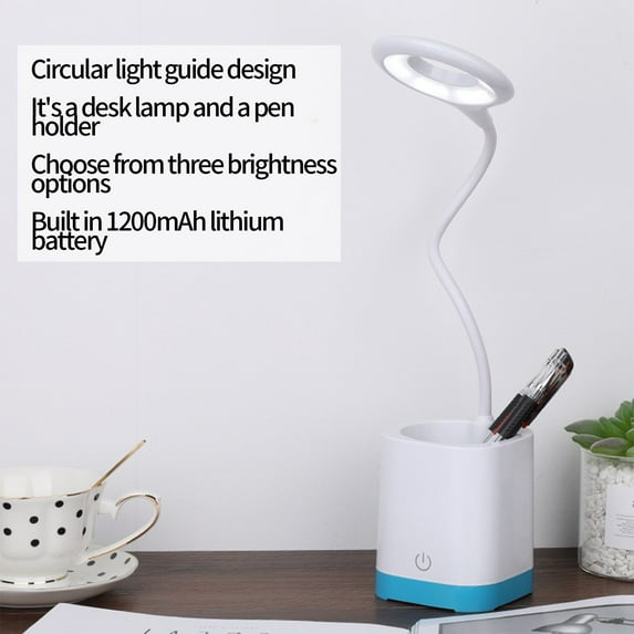 Qwtwty Office Desk Accessories LED Smart Feel Dimming Bedside Table Lamp with Pen, Student Eye Protection Study Lamp, Suitable for Bedrooms And Dormitories
