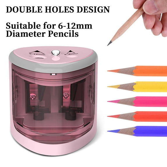 Qwtwty Office Products Pencil Sharpener for Colored Pencils Battery Operated Pencil Sharpeners 6-12mm Pencils Hole for Office Artists Adults