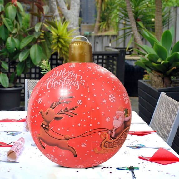 Qwtwty Oversized Christmas Inflatable Balls, Waterproof Blow Up Balls Christmas Ornaments for Yard Lawn Porch Outdoor Christmas Decor