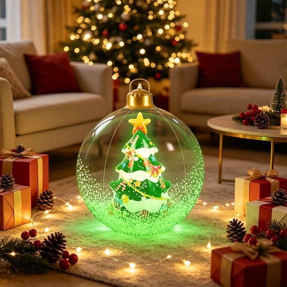 Qwtwty Oversized Inflatable Christmas Balls with Light, Christmas Party Supplies Blow Up Yard Decor for Indoor Outdoor Garden Lawn Porch Decor