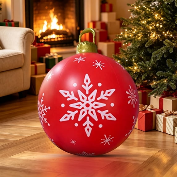 Qwtwty Oversized Inflatable Christmas Ornament Ball, Xmas Party Supplies Blow Up Balls Hanging Ornaments for Yard Lawn Holiday Decor