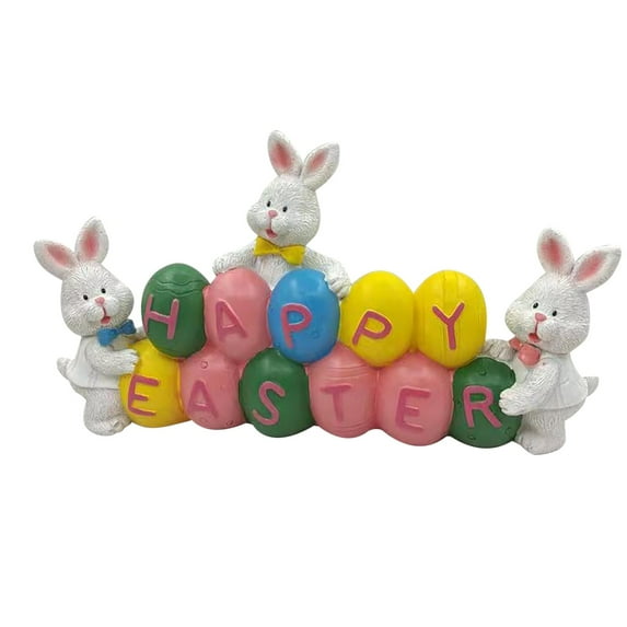 Qwtwty Party Decorations Easter Table Decorations Easter Resin Bunnies Tabletopper Ornaments Cute Spring Rabbit Statue Centerpieces Decor for Party Home Holiday