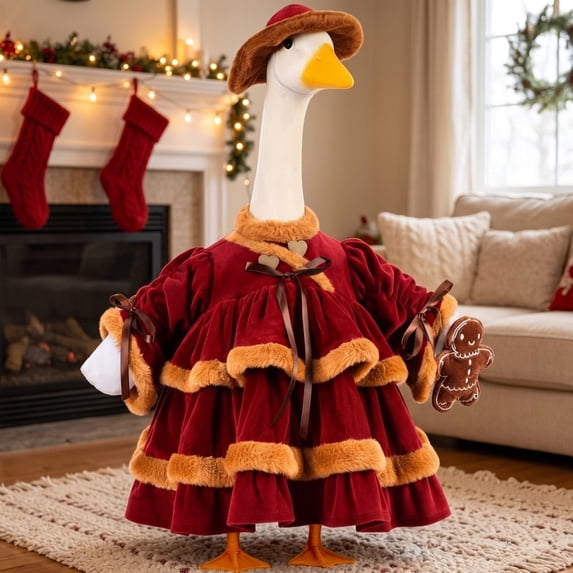 Qwtwty Porch Goose Clothes for 23 inch Cement Plastic Goose Statue, Farmhouses Goose Costume Outfit for Outdoor Yard Garden Decor