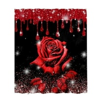 Qwtwty Red Rose Shower Curtains Valentine's Day Shower Liners for Bathroom 59.06"x70.87" Red Rose Flower Curtains Floral Print Waterproof Liners Dreamy Valentine Curtains for Women with 12 Hooks