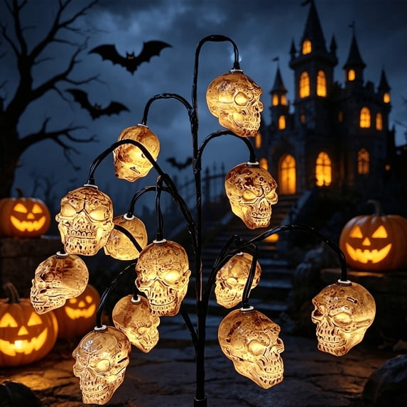 Qwtwty Solar Halloween Stake Lights Outdoor, Waterproof Solar Garden Stake Lights for Yard, Pathway, Lawn, Walkway, Patio Decoration