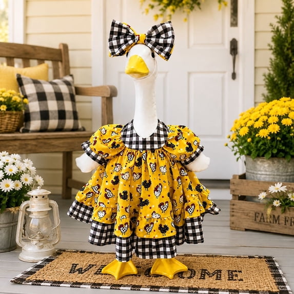 Qwtwty Thanksgiving Garden Goose Costume for 23" Cement Plastic Geese Statue, Yard Goose Decorations for Halloween Thanksgiving Outdoor Yard Patio Holiday Decor