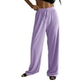 thumbnail image 1 of Qxiansh Women's Athletic Joggers Lounge Pants Casual Loose Solid Color Ribbed Elastic Waist Wide Leg Pants for Women, 1 of 6