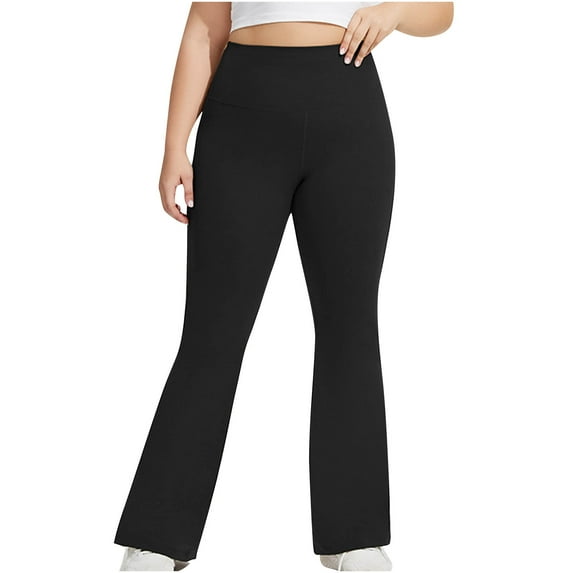 Qxiansh Women's Plus Size Sports Leggings Stretch Tight Solid Color Workout and Gym Flared Yoga Pants