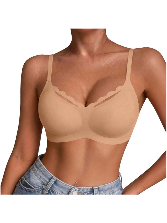 e Plus Size Everyday Bras for Women Wireless Push up Ruffle Breathable Spaghetti Strap Bras Going out Bras