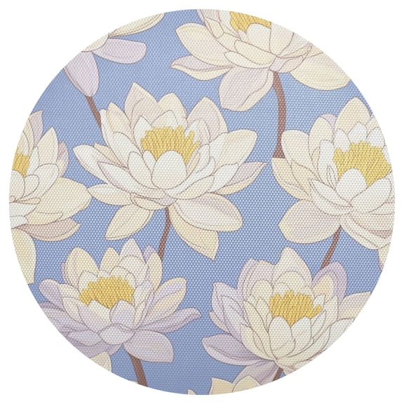 Qxltty 15inch Round Placemats Set of 1 Polyester Fabric Heat Resistant Washable Table Mat for Kitchen Party Decor A Seamless Pattern Of Water Lilies