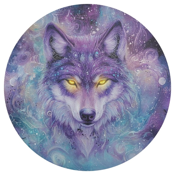 Qxltty 15inch Round Placemats Set of 1 Polyester Fabric Heat Resistant Washable Table Mat for Kitchen Party Decor Beautiful Fantasy Wolf