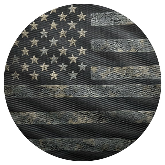 Qxltty 15inch Round Placemats Set of 1 Polyester Fabric Heat Resistant Washable Table Mat for Kitchen Party Decor Black Design American Flag
