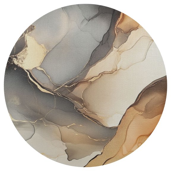 Qxltty 15inch Round Placemats Set of 1 Polyester Fabric Heat Resistant Washable Table Mat for Kitchen Party Decor Brown Marble Pattern