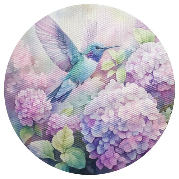 Qxltty 15inch Round Placemats Set of 1 Polyester Fabric Heat Resistant Washable Table Mat for Kitchen Party Decor Colorful Pretty Bird
